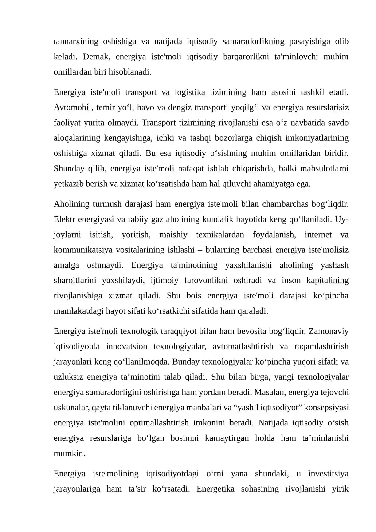 ENERGIYA ISTE'MOLI VA IQTISODIY O‘SISH O‘RTASIDAGI BOG‘LIQLIKNI BAHOLASH 4