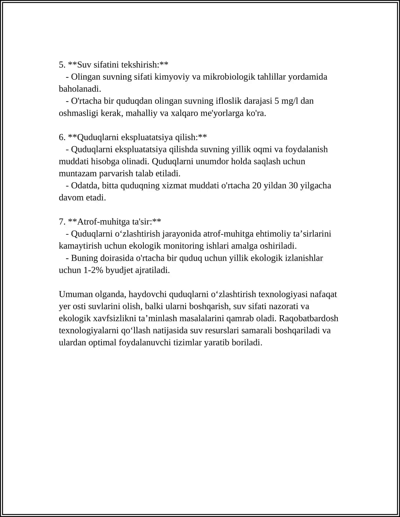Haydovchi Quduqlarni O'zlashtirish Texnologiyasi 4