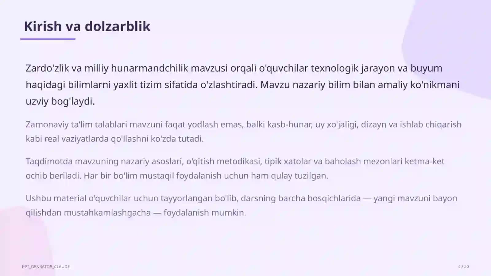 Zardo'zlik va milliy hunarmandchilik (8-sinf) 4