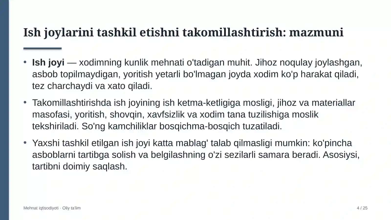 yuqori tezlikdagi temir yo'l qatnovida ish joylarini tashkil etishni takomillashtirish 5504 4