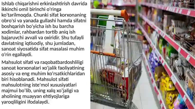 Mahsulot sifati va raqobatga bardoshliligini tahlili 4