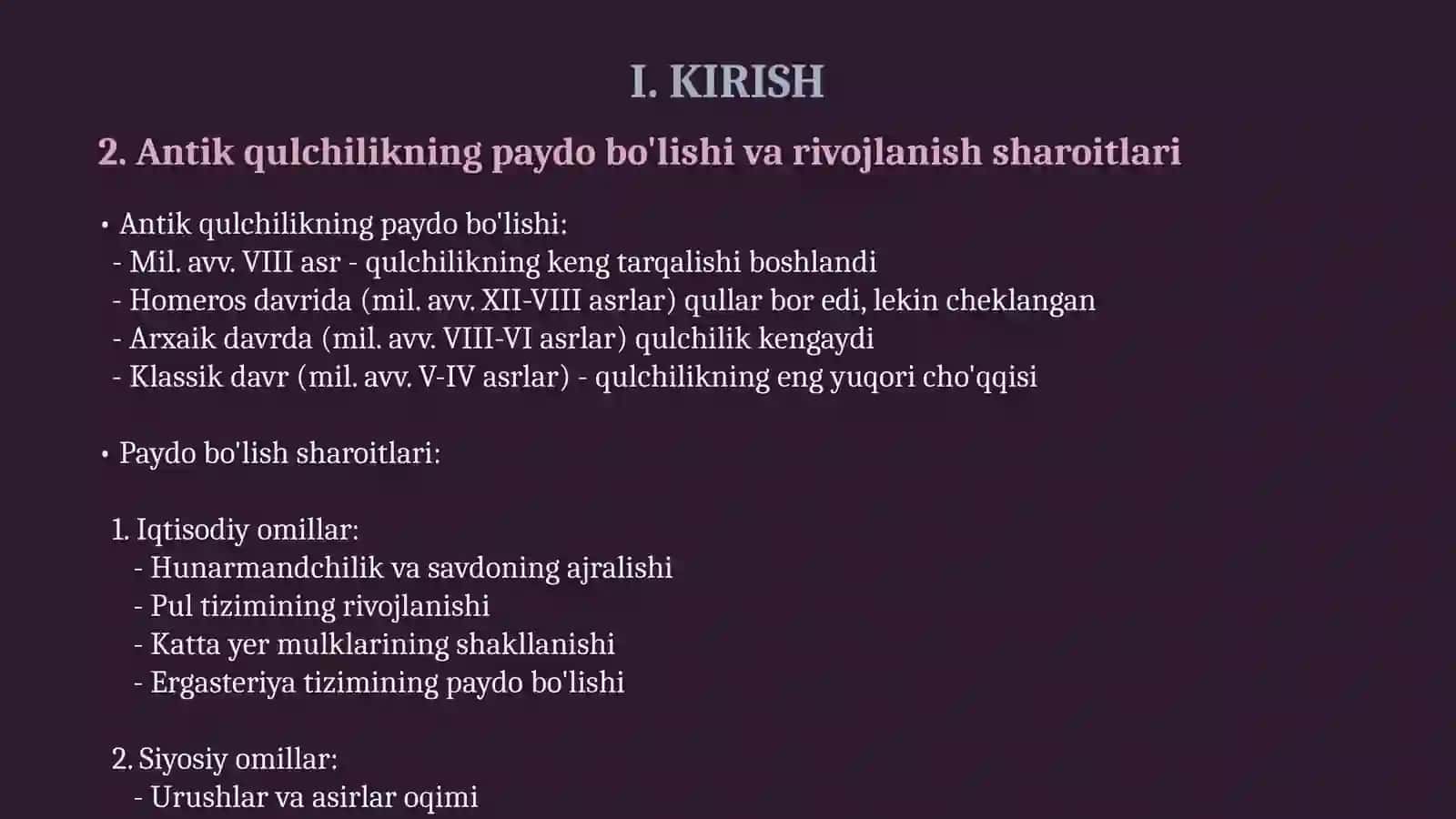 Antik qulchilikning oʻziga xos xususiyatlari 4
