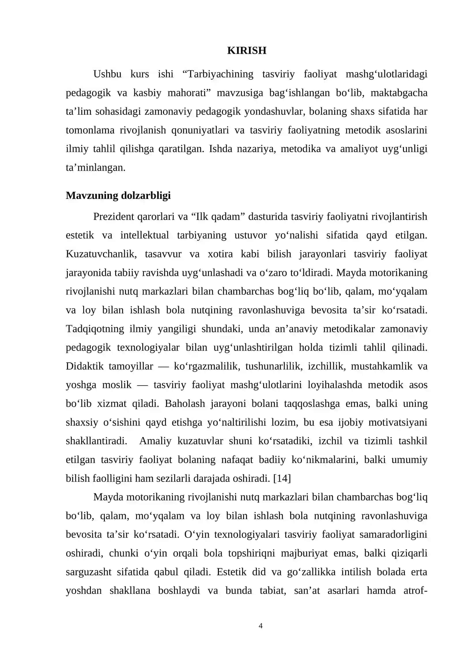 TASVIRIY FAOLIYATGA O‘RGATISH METODIKASI 4