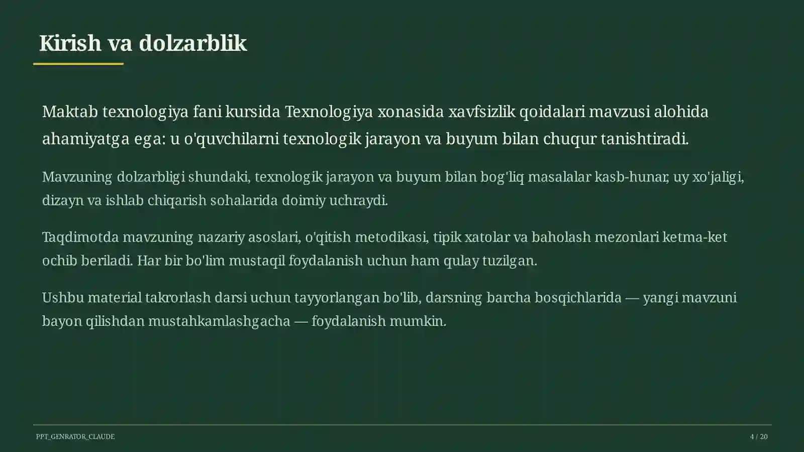 Texnologiya xonasida xavfsizlik qoidalari (5-sinf) 4