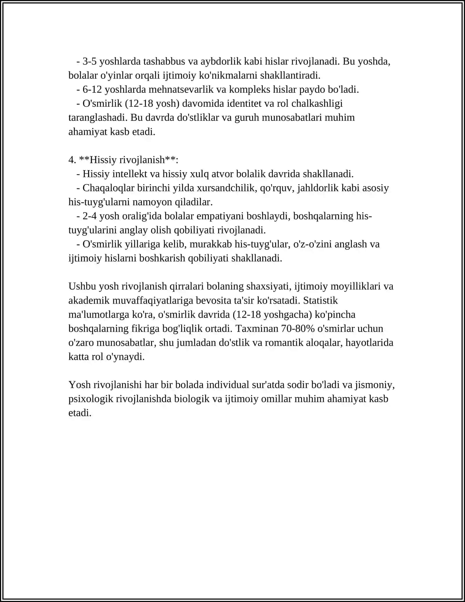 YOSH VA PEDAGOGIK PSIXOLOGIYA FANINING PREDMETI TATQIQOT METODLARI FANINING ASOSIY SOHALARI VA UNDAGI MUAMMOLARI 4