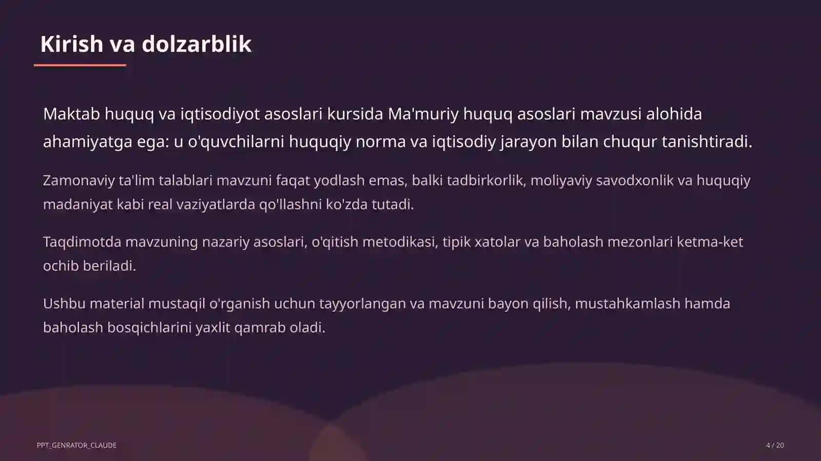 Ma'muriy huquq asoslari (10-sinf) 4