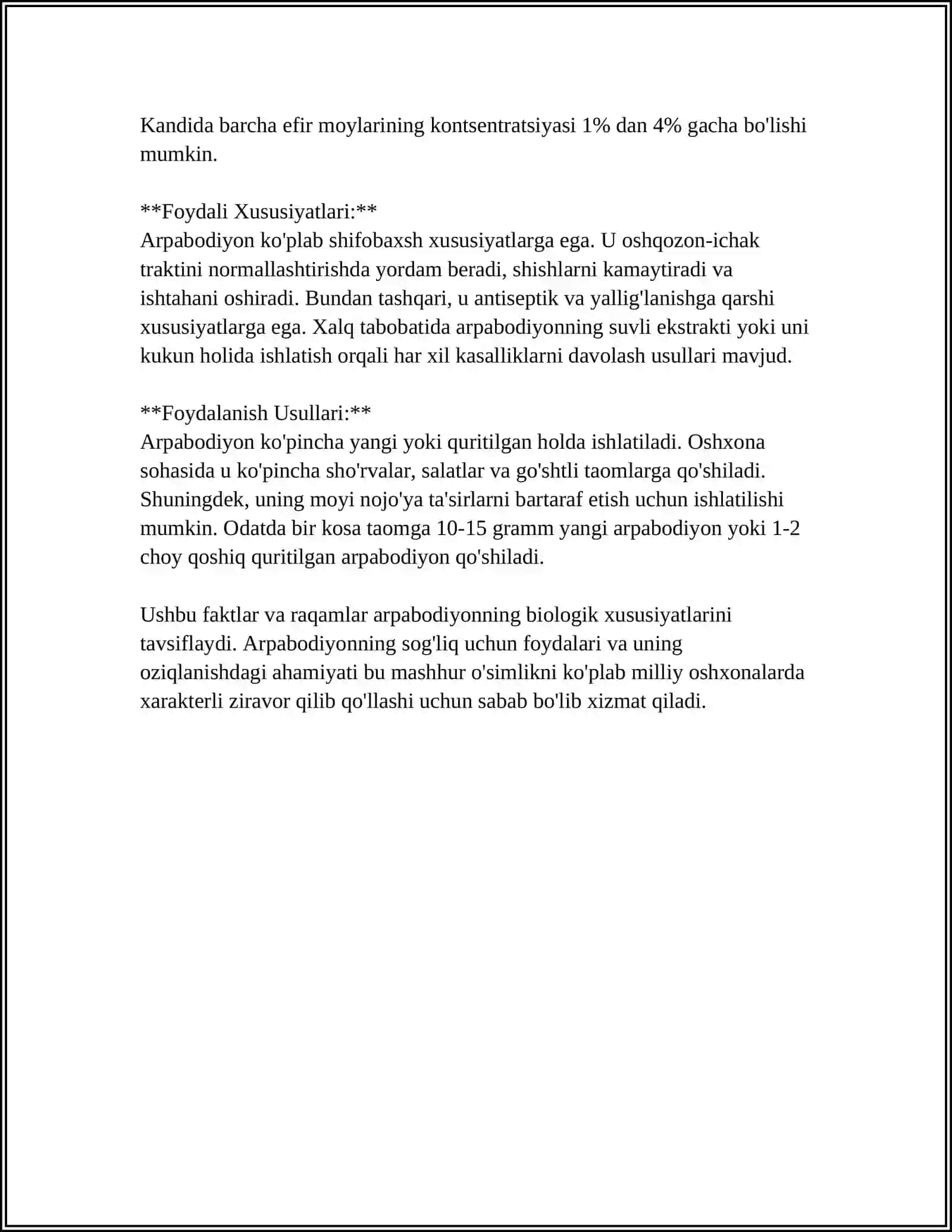 ARPABODIYON BIOLOGIYASI VA YETISHTIRISH TEXNOLOGIYASI 4