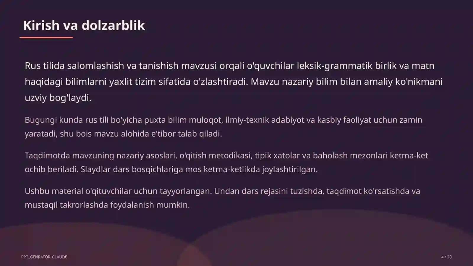 Rus tilida salomlashish va tanishish (2-sinf) 4