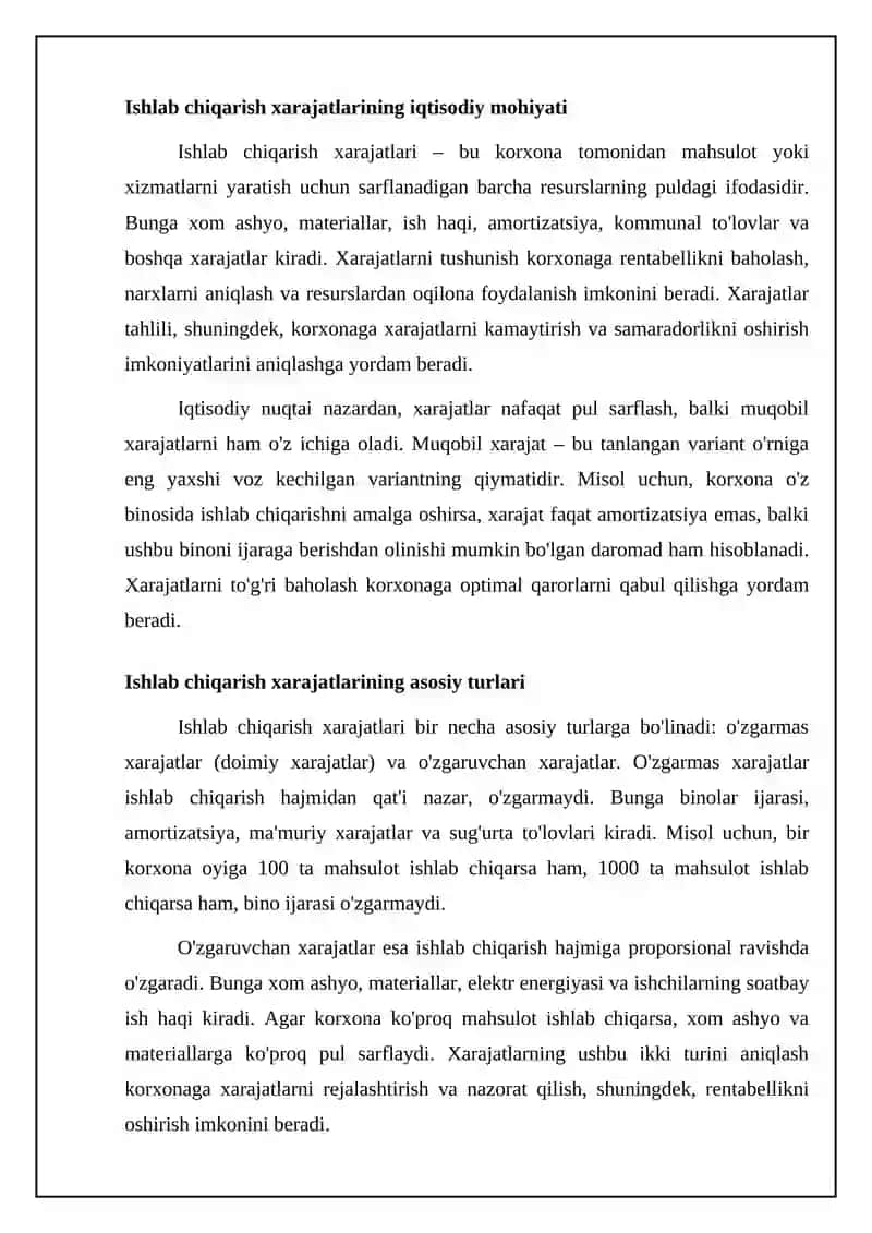 Ishlab chiqarish xarajatlari kamaytirish yo'llari 4