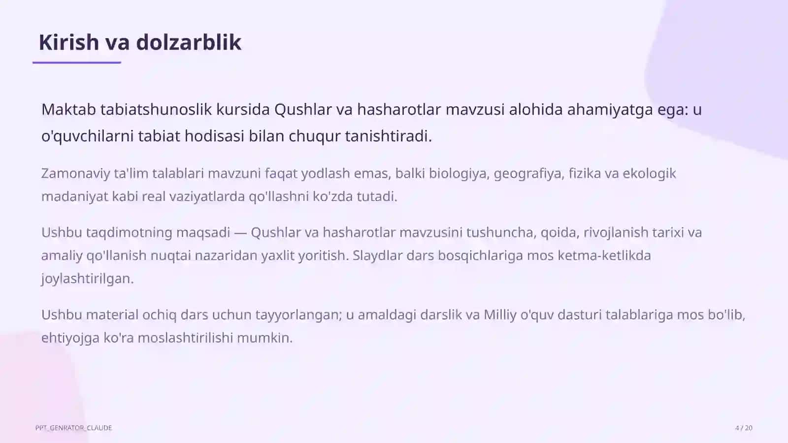 Qushlar va hasharotlar (2-sinf) 4