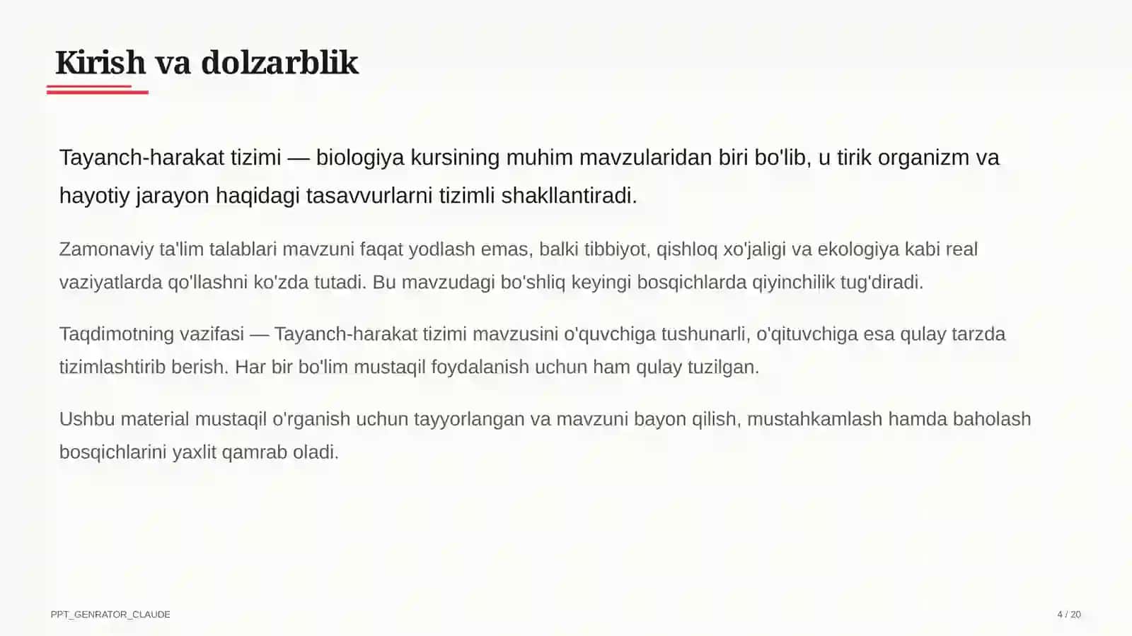 Biologiya (5–11) — mustaqil o'rganish 4