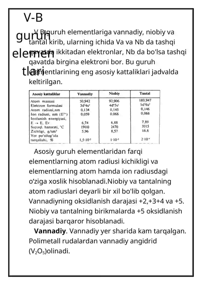 Davriy sistemaning V-B guruh elementlari 4