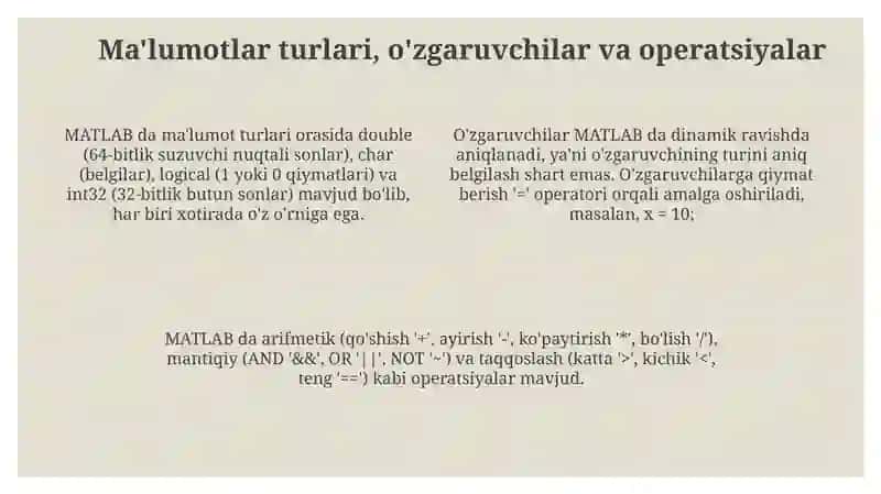 MATLAB tizimida dasturlash 4