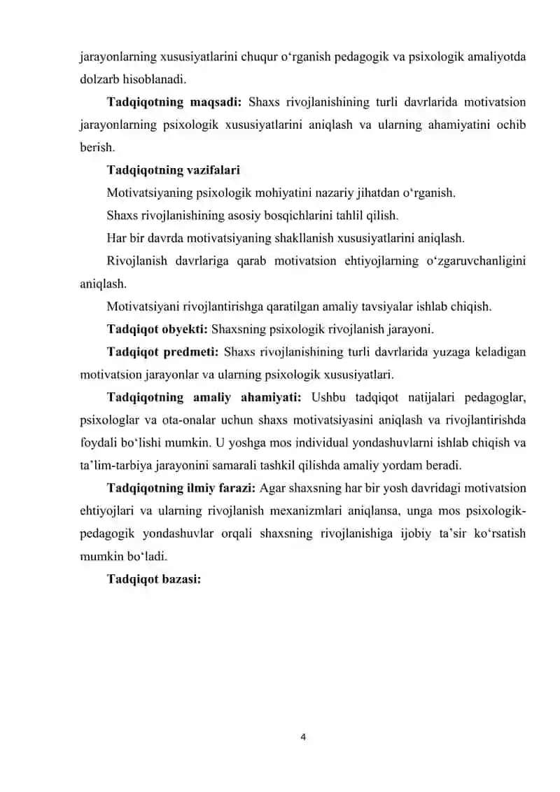 SHAXS RIVOJLANISHINING TURLI DAVRLARIDA MOTIVATSION JARAYONNING AHAMIYATI 4