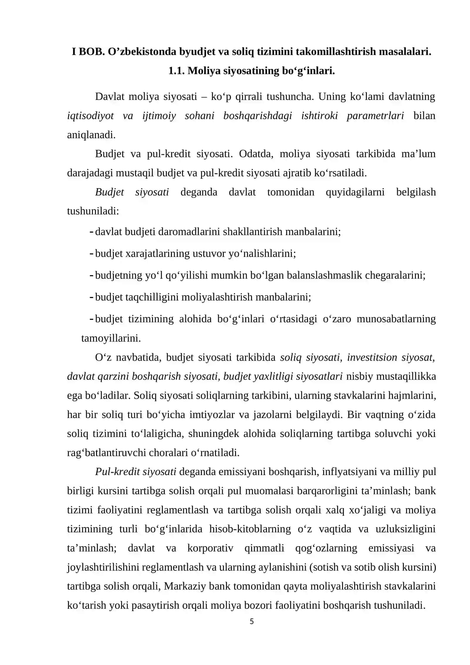 Davlatning moliyaviy siyosati va uning asosiy yo'nalishlari 4