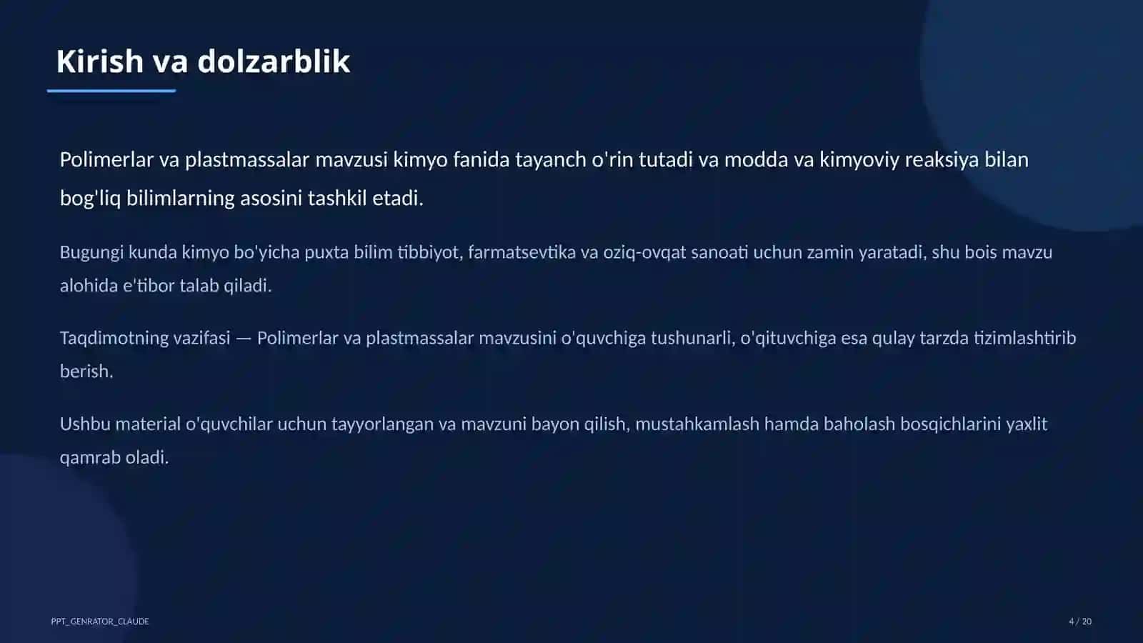 Polimerlar va plastmassalar (11-sinf) 4