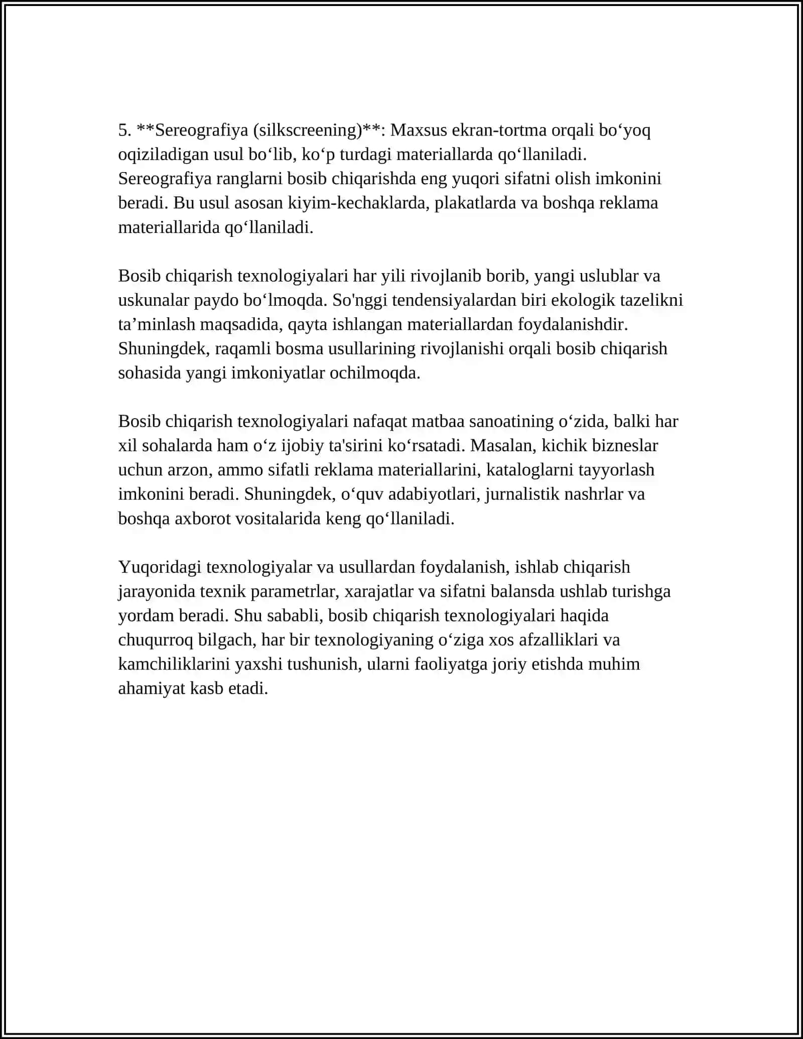 Buxoro Muhandislik Texnologiya Institutidagi Mustaqil Ish 4