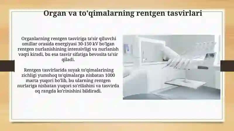 Organ va a’zolarning rentgenografiyasi, rentgenoskopiyasi va rentgenoterapiyasi 4