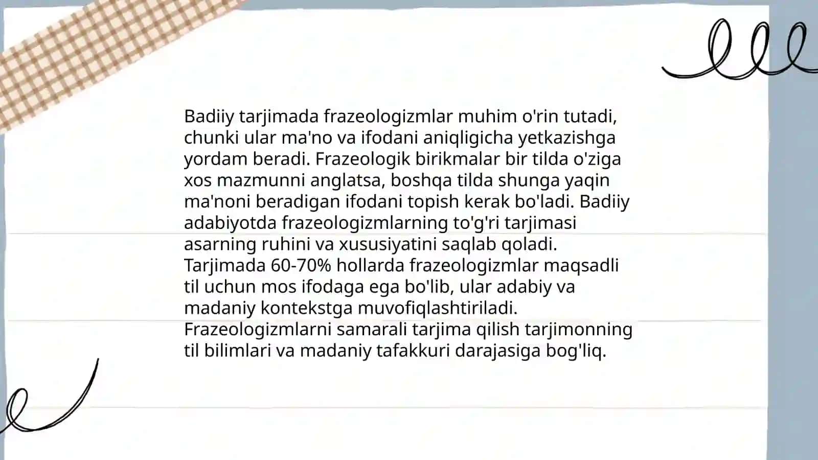 badiiy tarjimada frazeologizmlarni berish 4