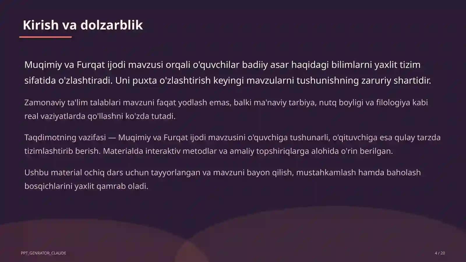 Muqimiy va Furqat ijodi (10-sinf) 4