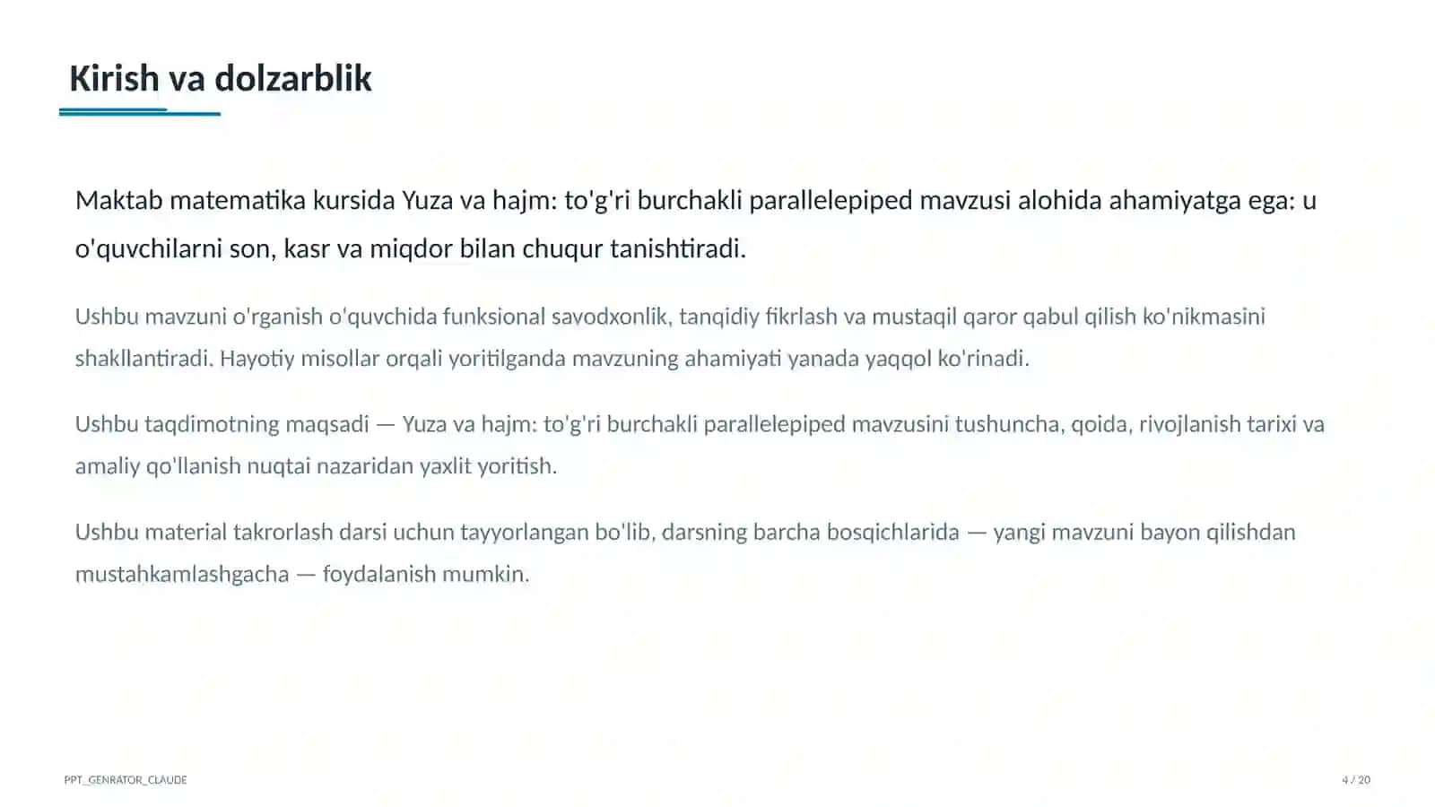 Matematika (5–6) — takrorlash darsi uchun 4
