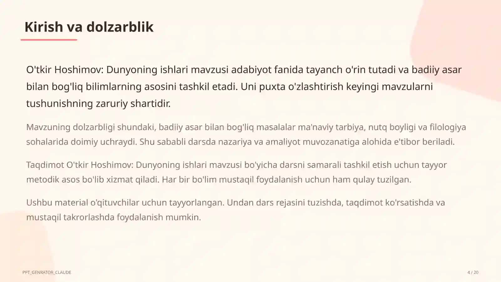 O'tkir Hoshimov: Dunyoning ishlari (7-sinf) 4