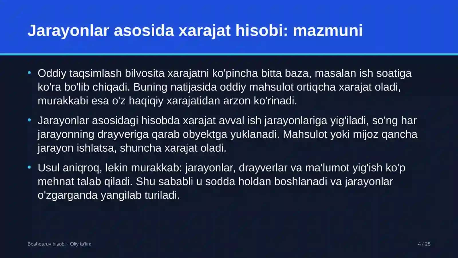 Elektronika do'konlarida jarayonlar asosida xarajatlarni hisoblash usulini joriy etish 4