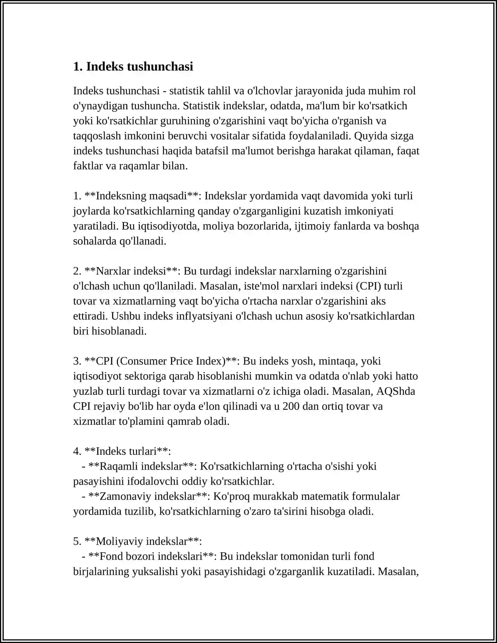 INDEKSLAR TO‘G‘RISIDA TUSHUNCHA VA ULARNING TURLARI 4