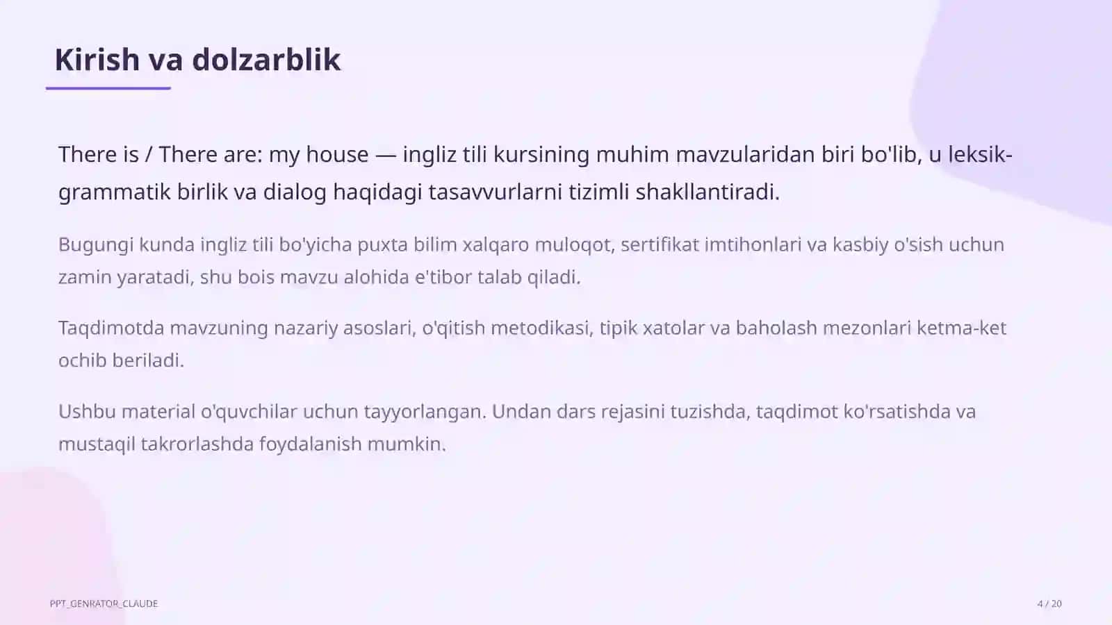 Ingliz tili (1–11) — o'quvchilar uchun 4