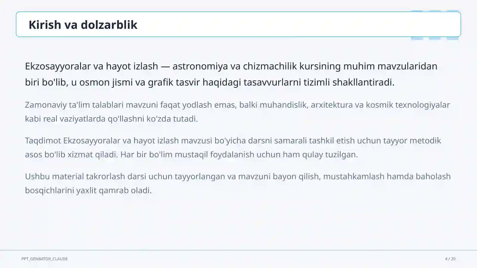 Ekzosayyoralar va hayot izlash (11-sinf) 4