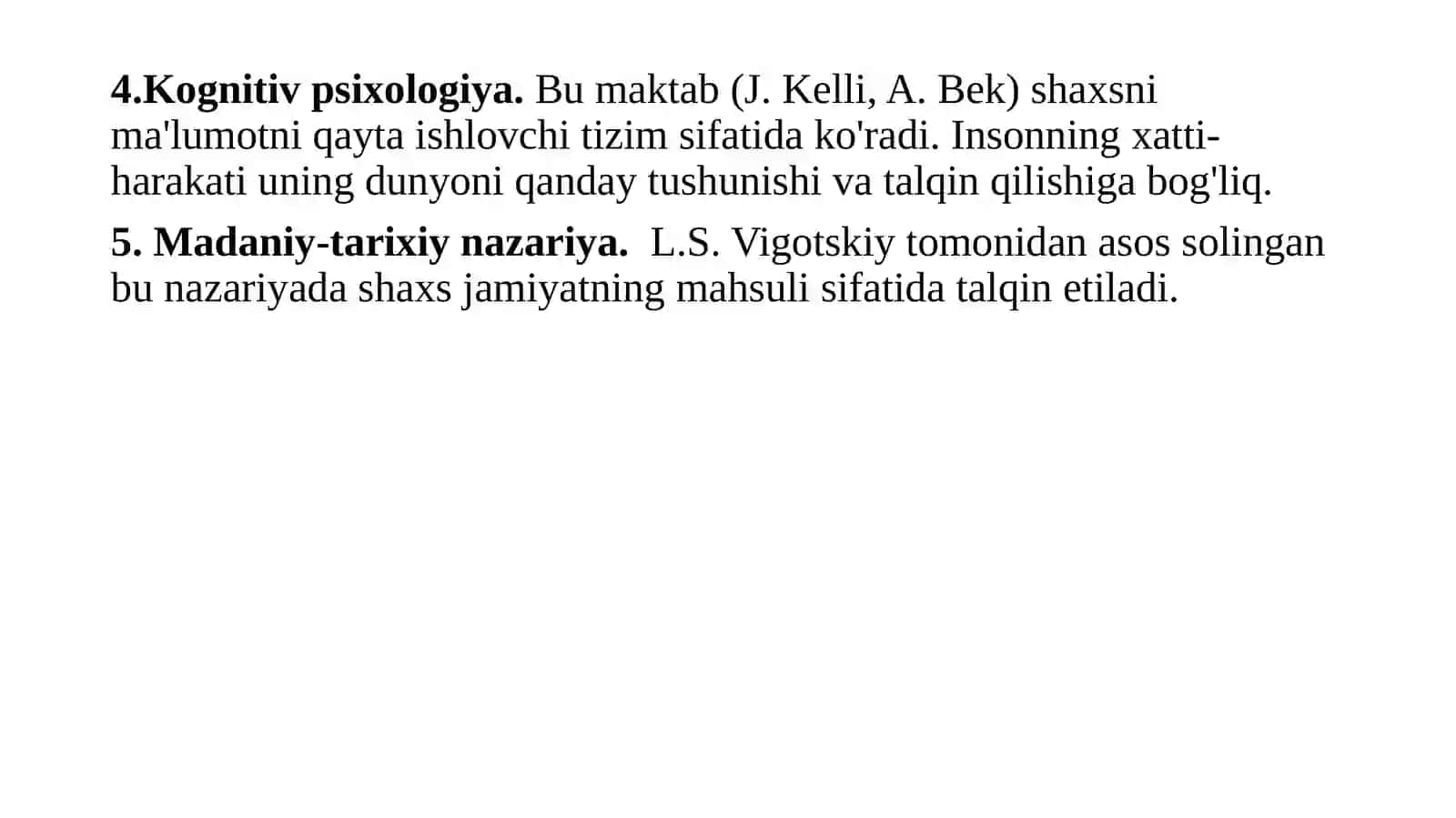 Shaxs kognitiv va dispozitsion yoʻnalishi nazariyasi 4