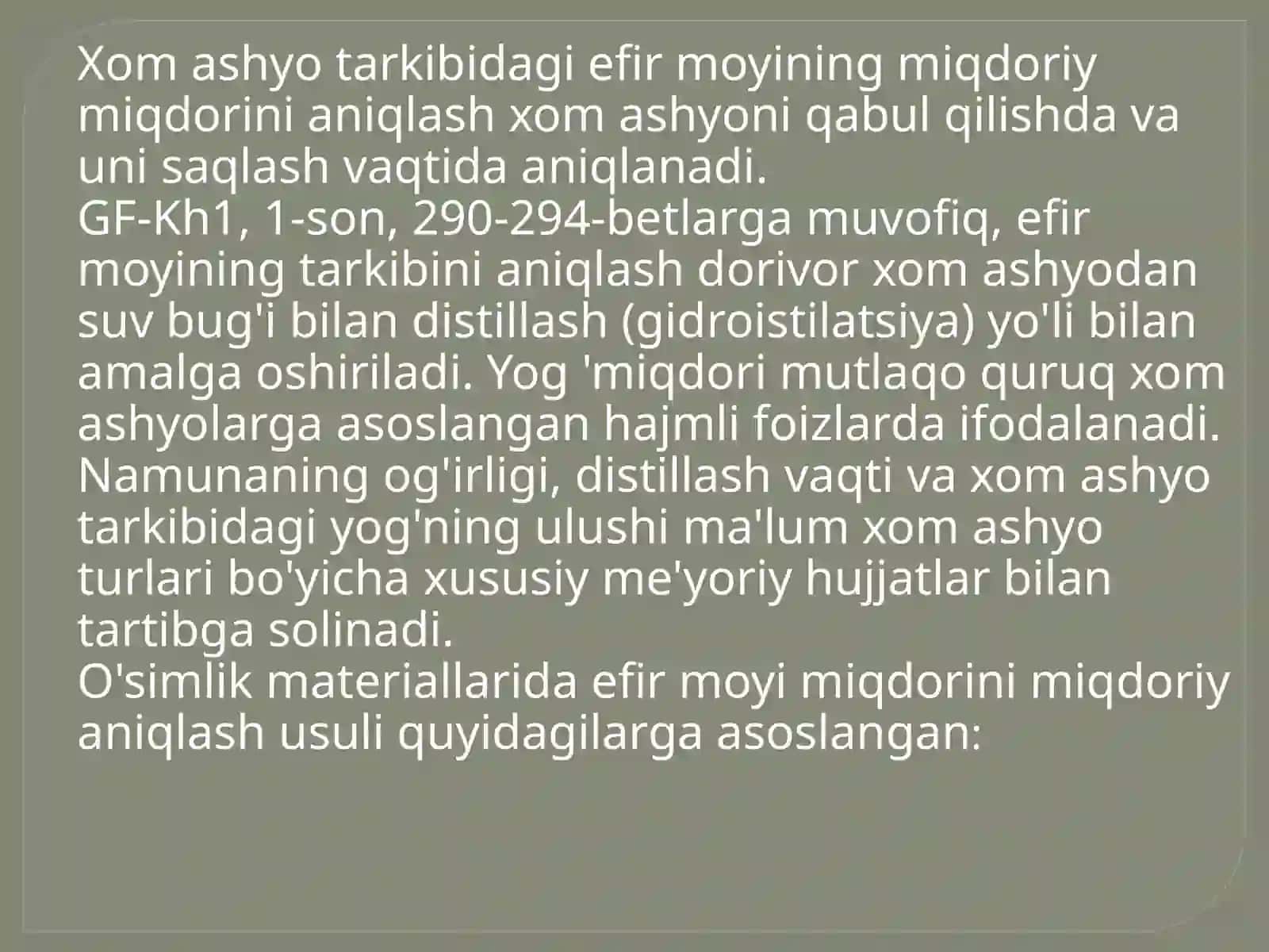 Efirmoylarini olish usullari 4