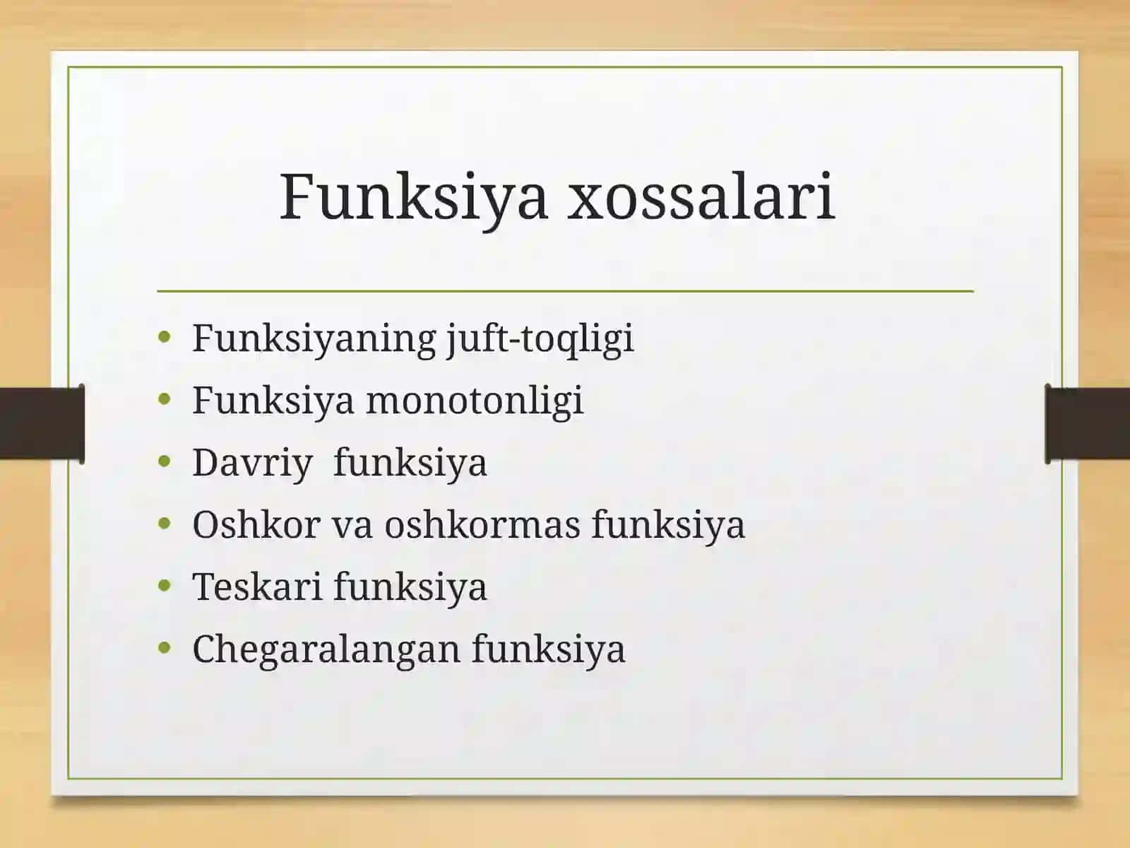Funksiyaning uzilishi turlariga doir masalalar tahlil qilish 4