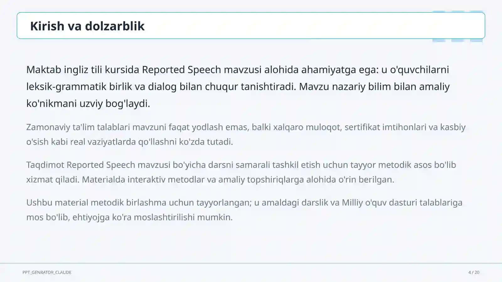 Reported Speech (9-sinf) 4
