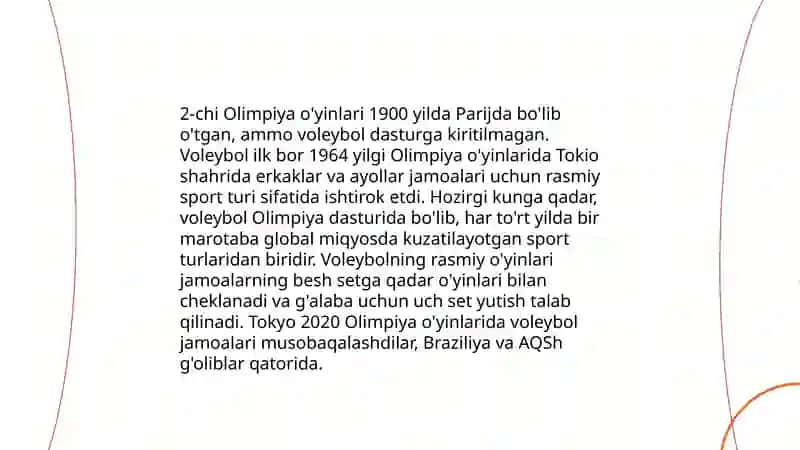 Voleybol bo'yicha jahon miqyosida musobaqalarni o'tkazilishi voleybol bo'yicha Olimpiada o'yinlarini o'tkazilishi 4