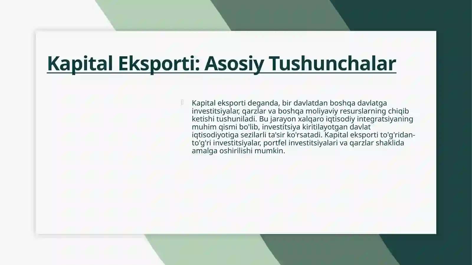 Kapital eksporti-xalqaro iqtisodiy munosabatlarning ilgor shakli sifatida 4
