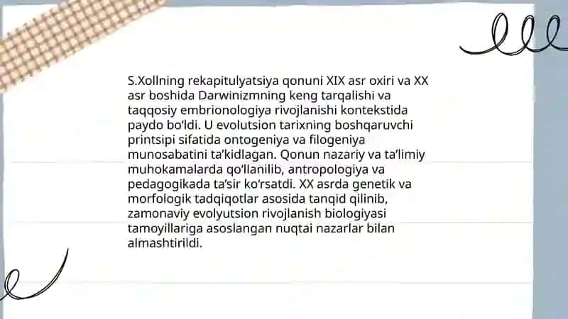 Rekapitulyatsiya qonuni (S.Xoll) 4