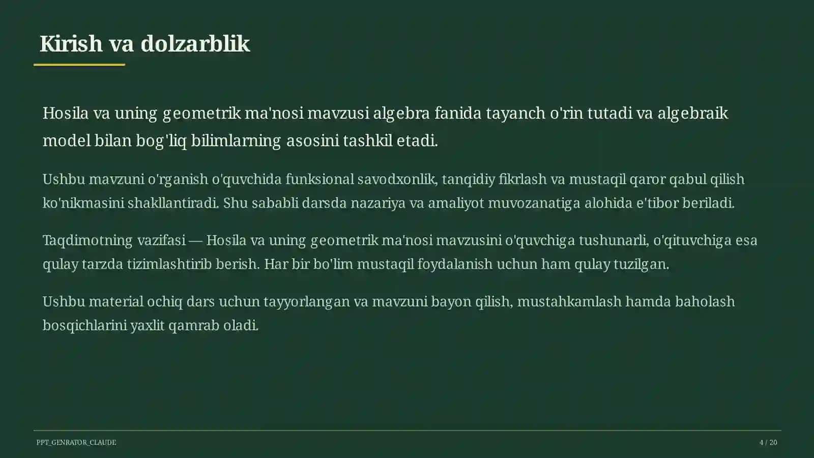 Hosila va uning geometrik ma'nosi (11-sinf) 4