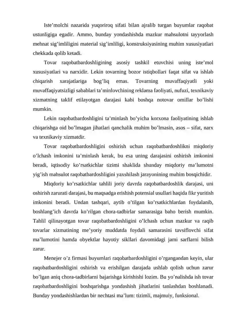 Raqobatdosh mahsulotlar ishlab chiqarish qobiliyatini tahlili 4