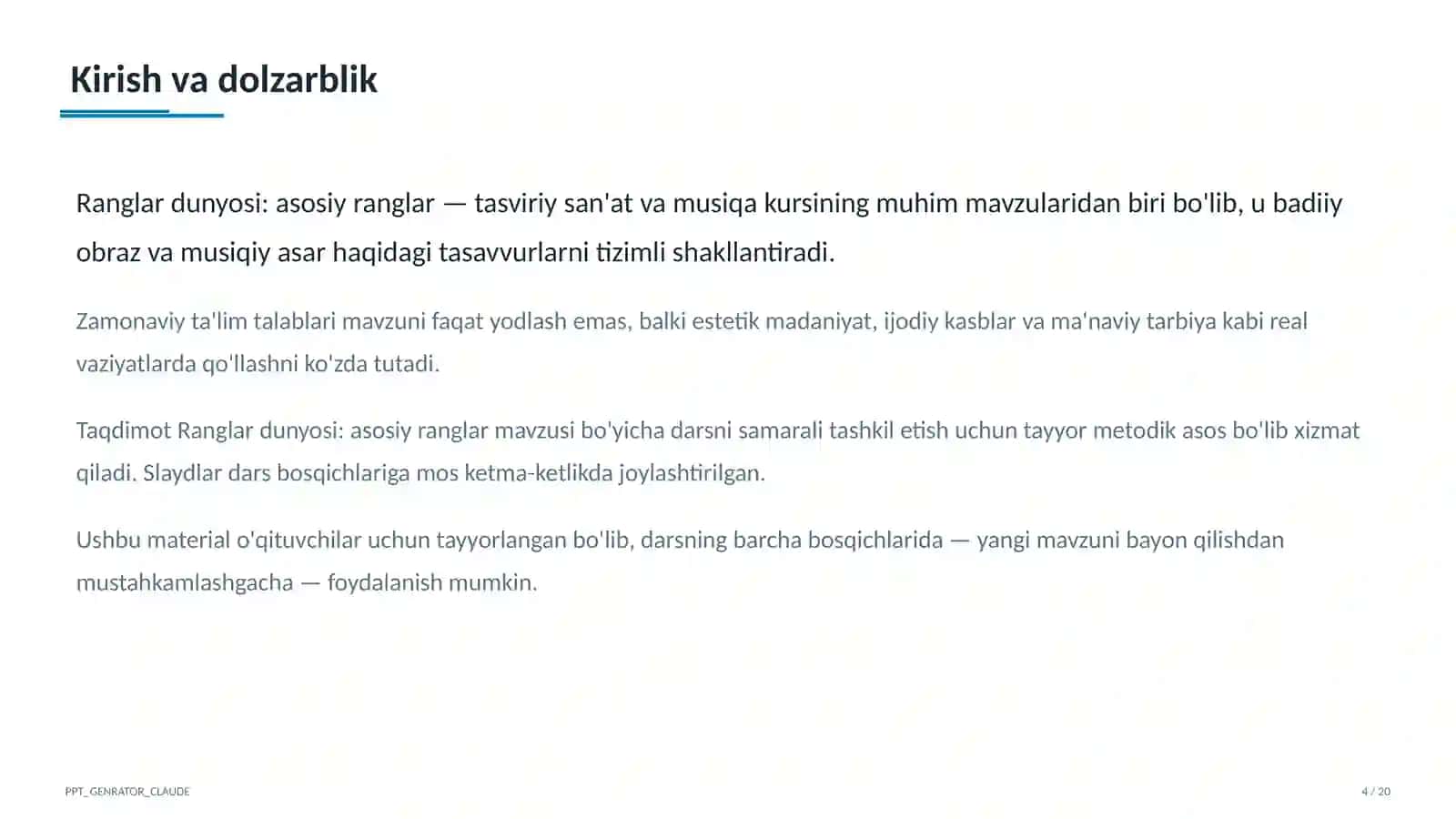 Ranglar dunyosi: asosiy ranglar (1-sinf) 4