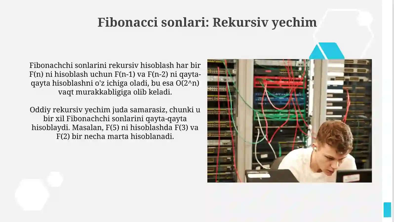 Dinamik dasturlashni oqitish.Fibonacci sonlari vaboshqa rekurrent masalalarini C# bilandasturlash 4