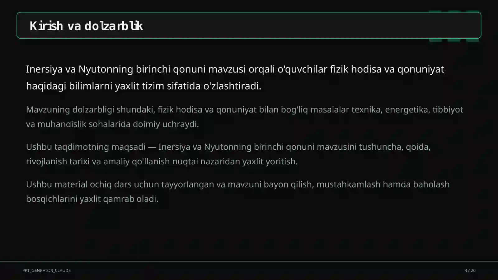 Inersiya va Nyutonning birinchi qonuni (7-sinf) 4