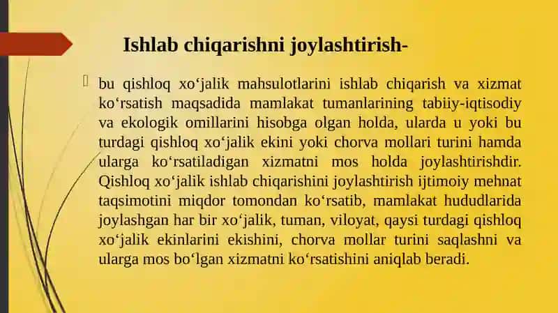 Qishloq xo‘jaligini joylashtirish va rivojlantirishning asosiy qonuniyatlari 4