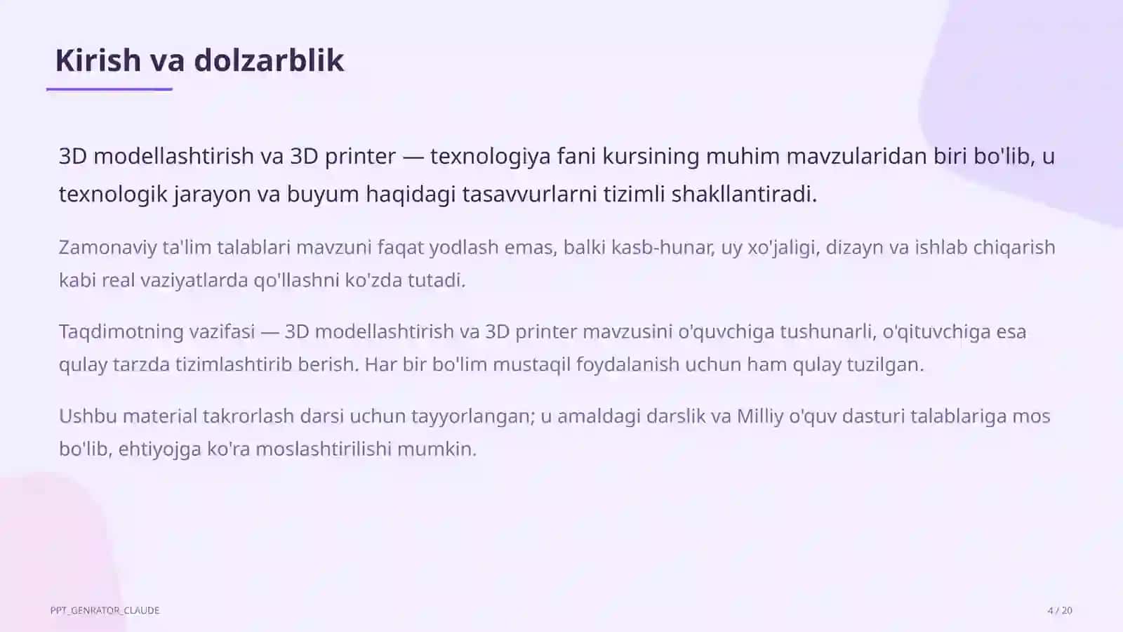 3D modellashtirish va 3D printer (10-sinf) 4