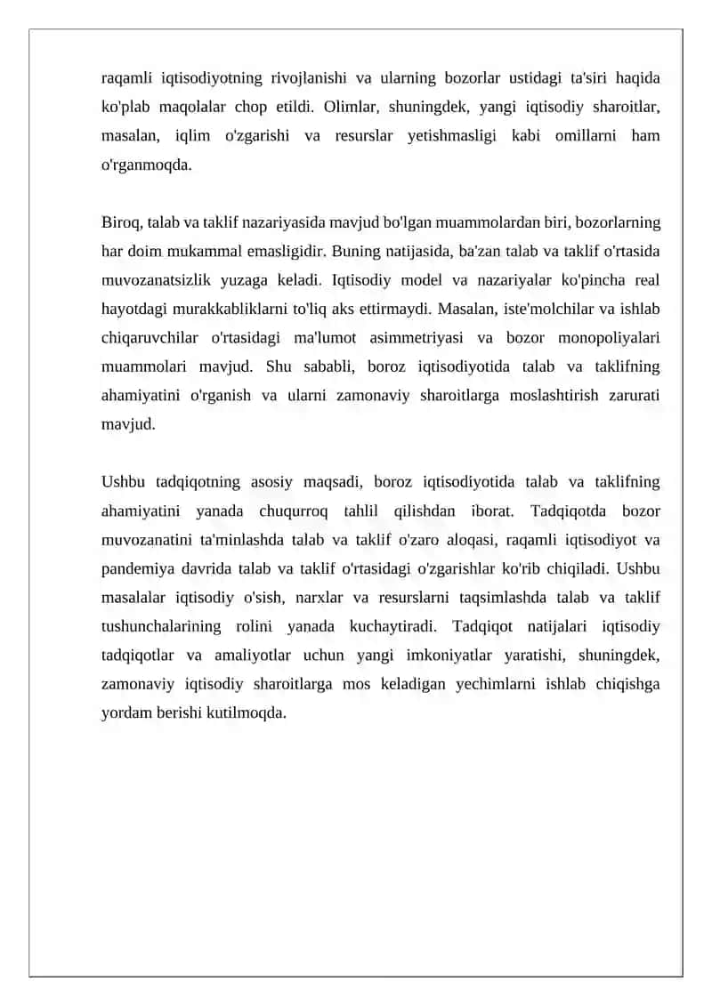 Boroz iqtisodiyotida talab va taklifning ahamiyati 4