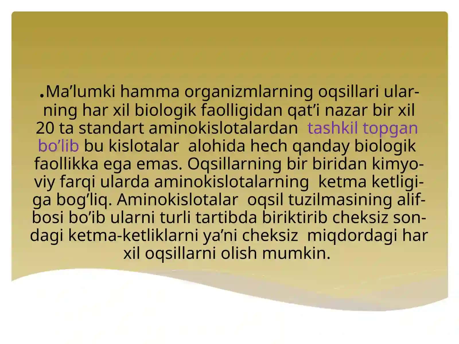 Umumiy biologiya fanidan tayorlagan prezintatsiya 4