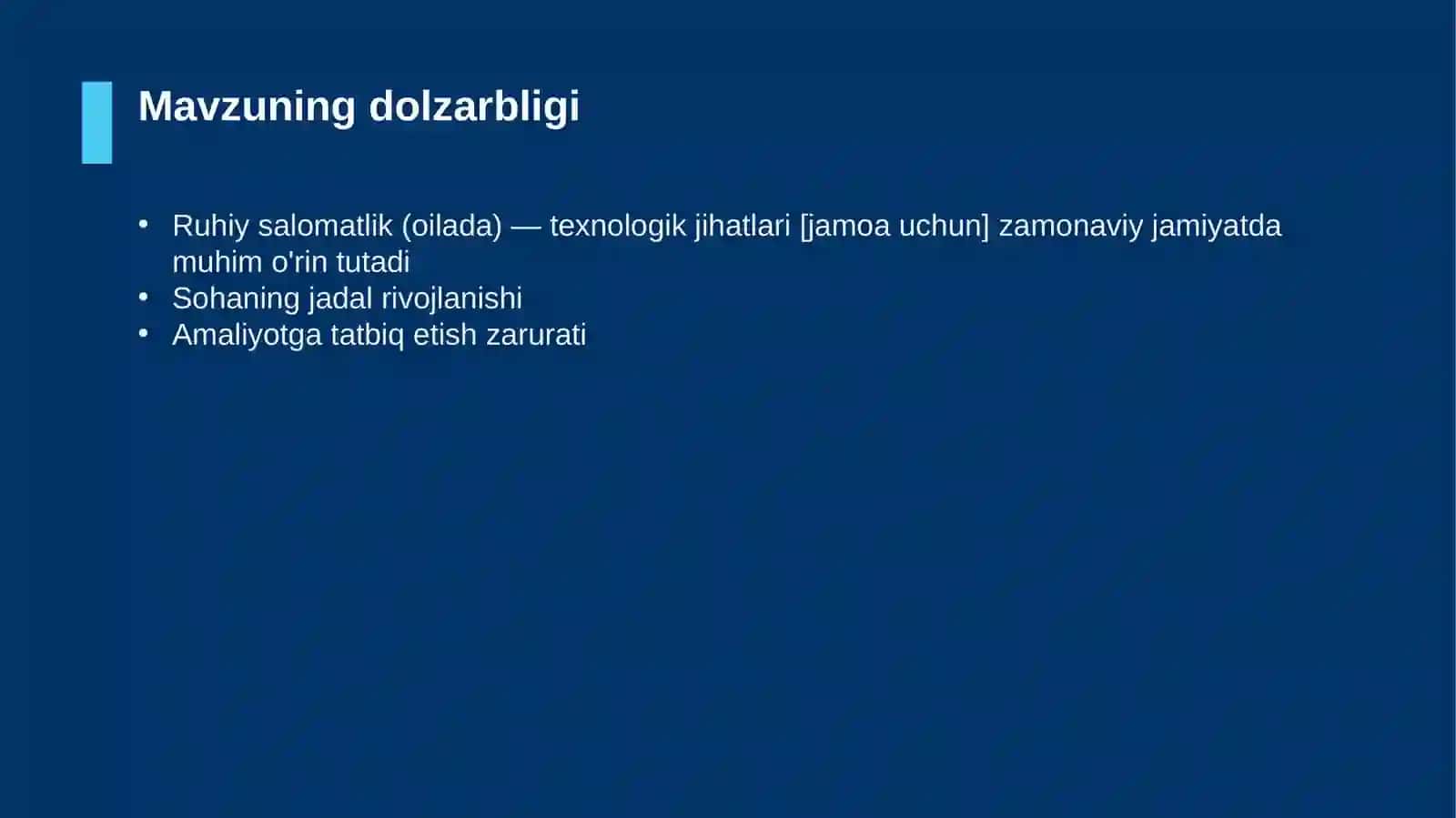 Ruhiy salomatlik (oilada) — texnologik jihatlari [jamoa uchun] 4