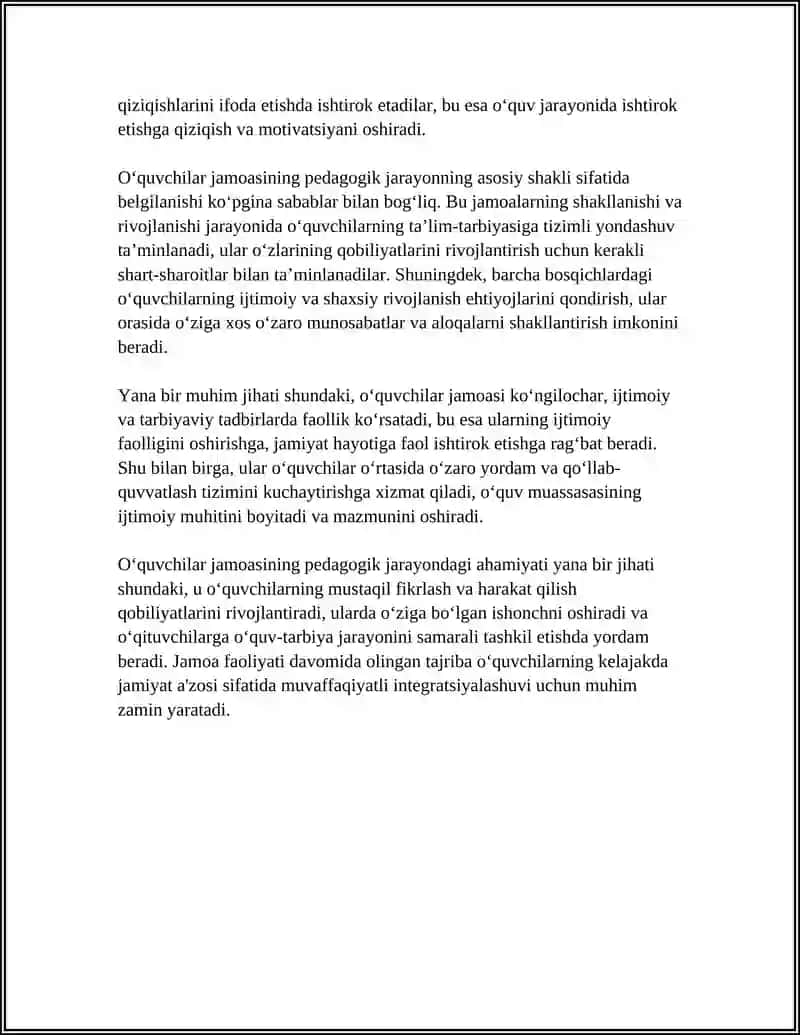 O‘QUVCHILAR JAMOASI PEDAGOGIK JARAYONNING ASOSIY SHAKLI 4