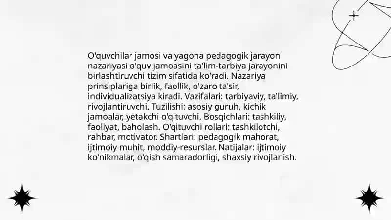 O'quvchilar jamosi -yagona pedagogik jarayonning asosiy shakli 4