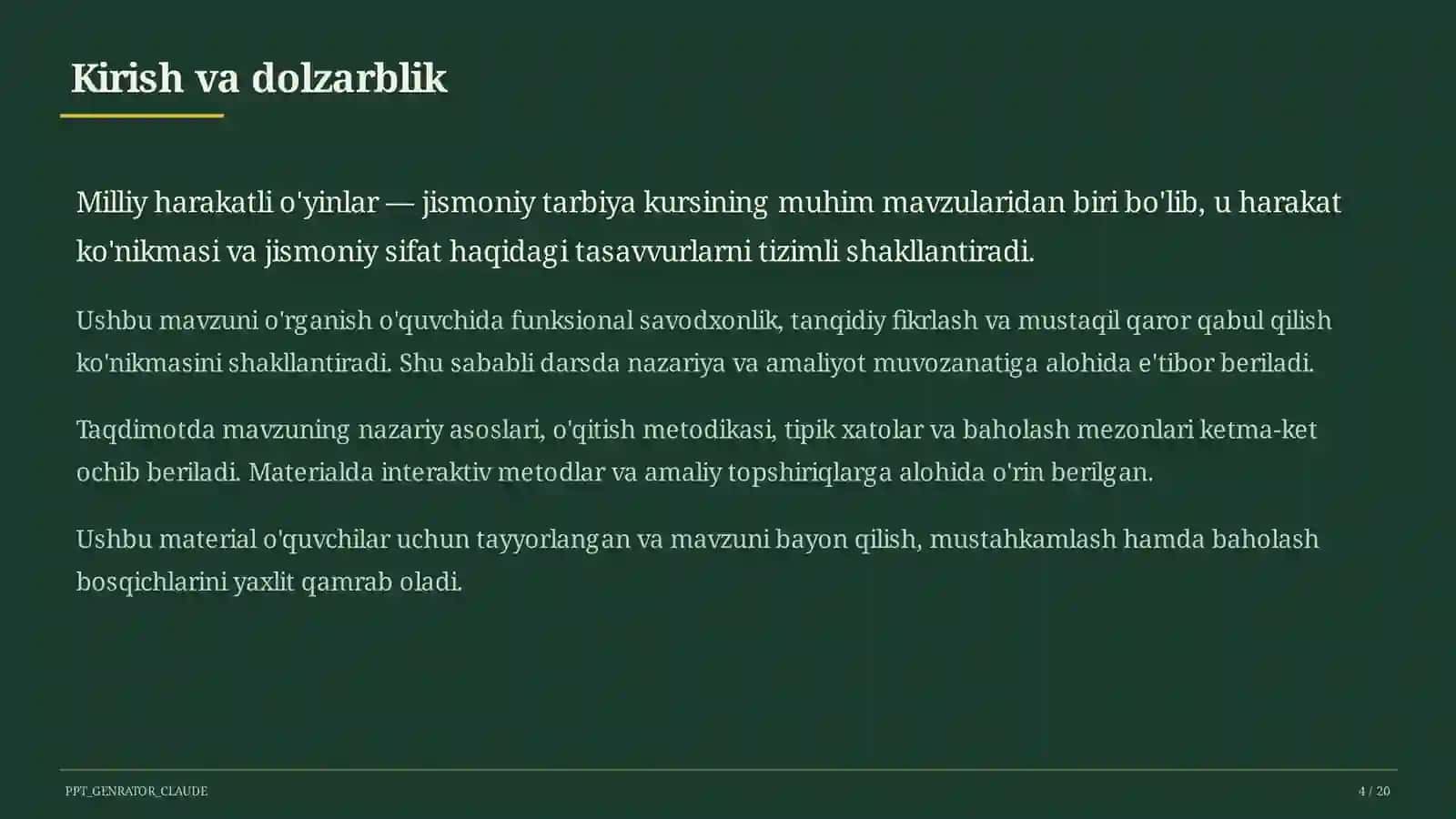 Milliy harakatli o'yinlar (4-sinf) 4